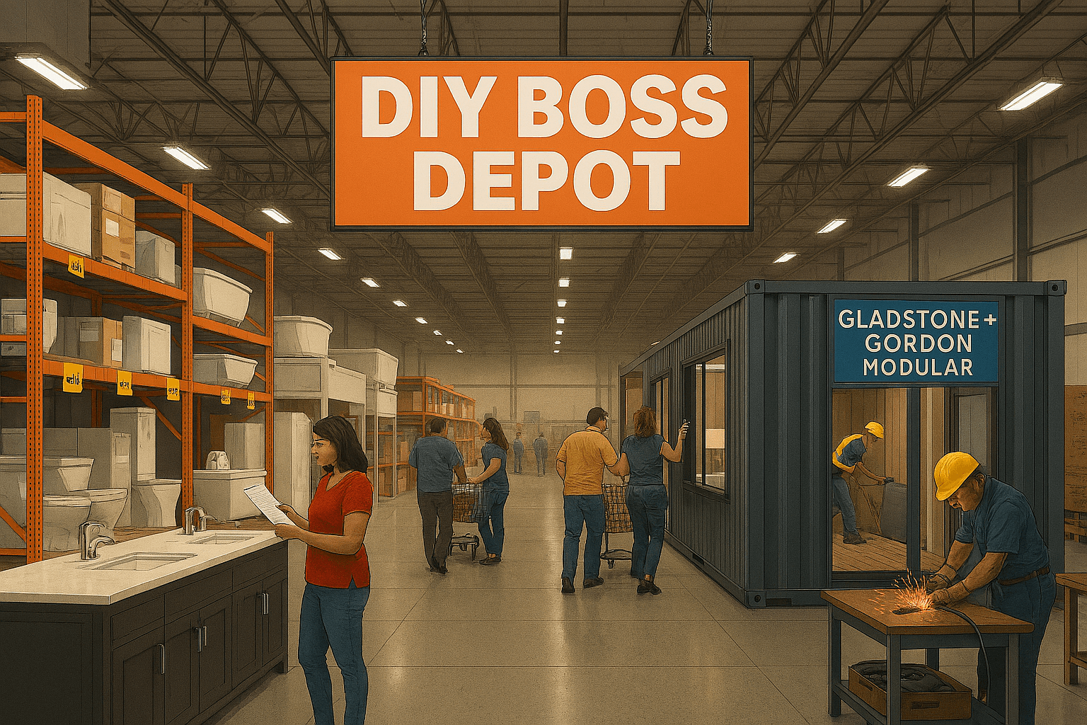 Modern container home at sunset