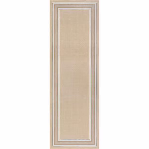 2 X 5 Beige Carmel Bordered Non Slip Runner Indoor Area Rug