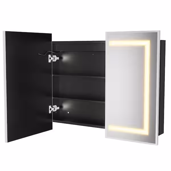 36 in. x 30 in. Silver Bathroom Medicine Cabinett with Mirror, Recessed or Surface Lighted Medicine Cabinet