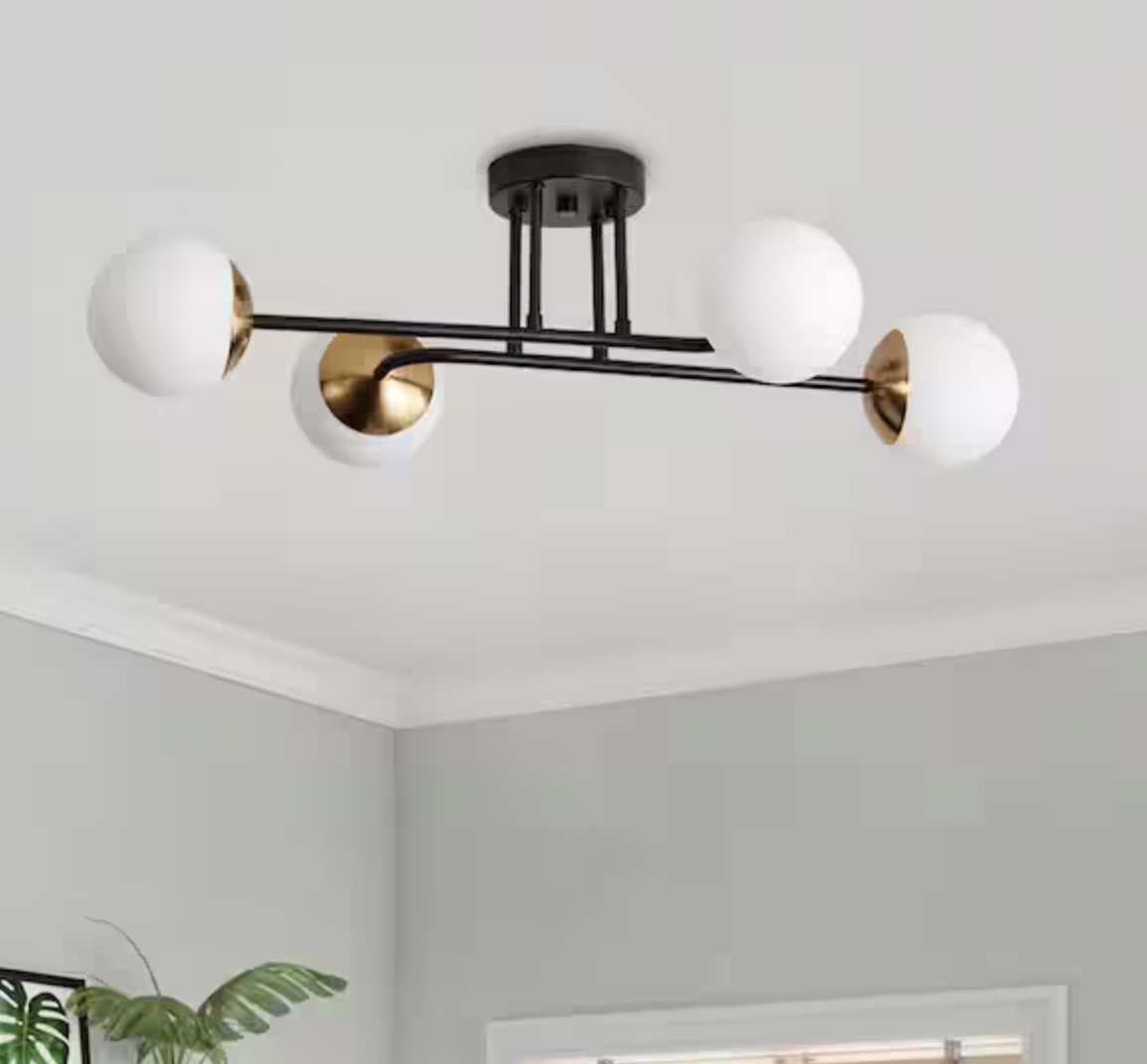 ORILLIA 28 IN. 4-LIGHT BLACK & GOLD