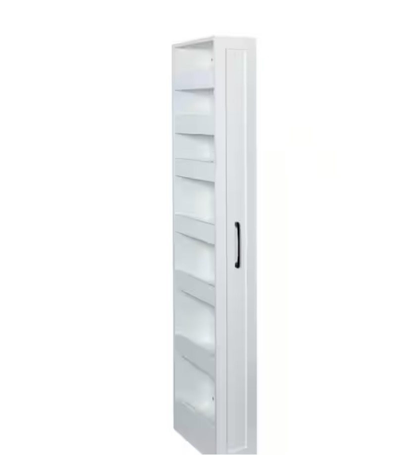 WHITE WOOD 7-TIER SLIM KITCHEN CART