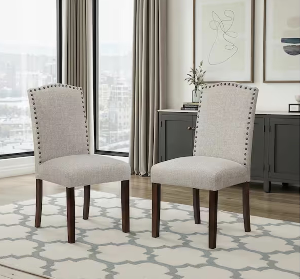 Myrna Gray Textured Upholstered Dining Side Chair (Set of 2)