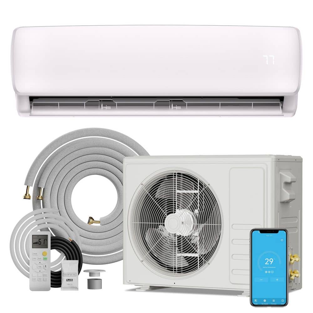 Uthfy 12,000 BTU 19 SEER2 Smart Wi-Fi Ductless Mini Split Heat Pump, Easy-Install Design with 10 ft. Lines - 230-Volt