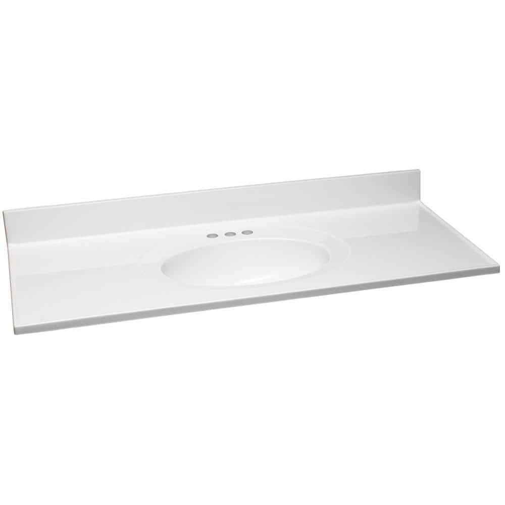 Design House 49 in. W x 22 in. D Cultured Marble Vanity Top in Solid White with Solid White Basin