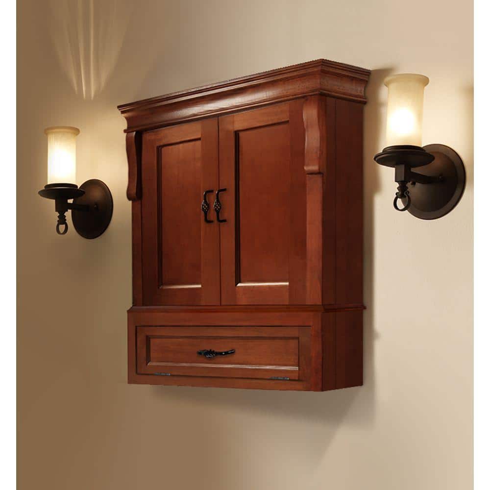 Home Decorators Collection Naples 26.5 in. W x 8 in. D x 32.8 in. H Bathroom Storage Wall Cabinet in Warm Cinnamon