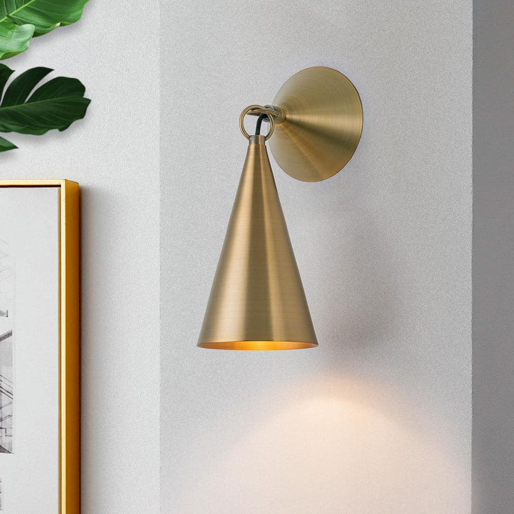 MENCOLULU 4.72 in. 1-Light Retro Bronze Wall Sconce Interior Vanity Light with Metal Cone Shade for Bathroom, Entryway