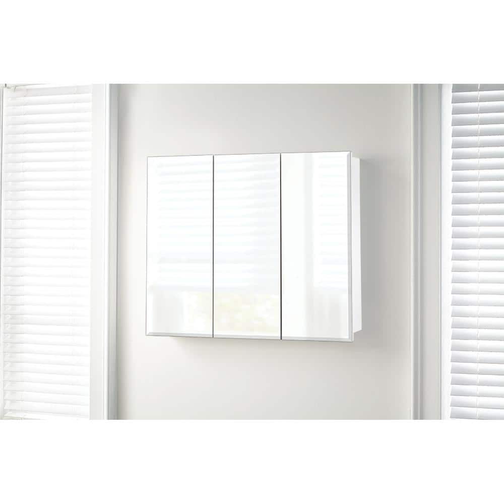 Glacier Bay 36.4 in. W x 30.2 in. H Rectangular Medicine Cabinet with Mirror in White with Adjustable Shelves