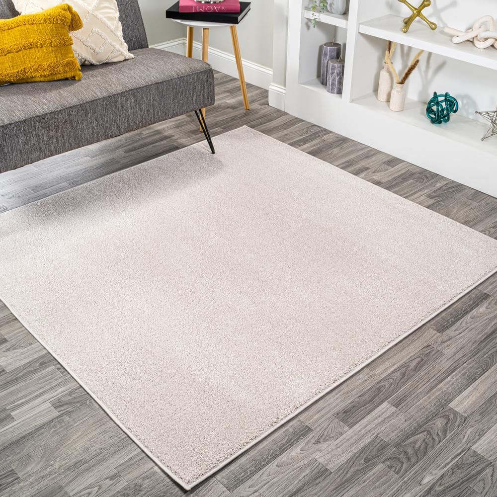 JONATHAN Y Haze Solid Low-Pile Ivory 7 ft. Square Area Rug