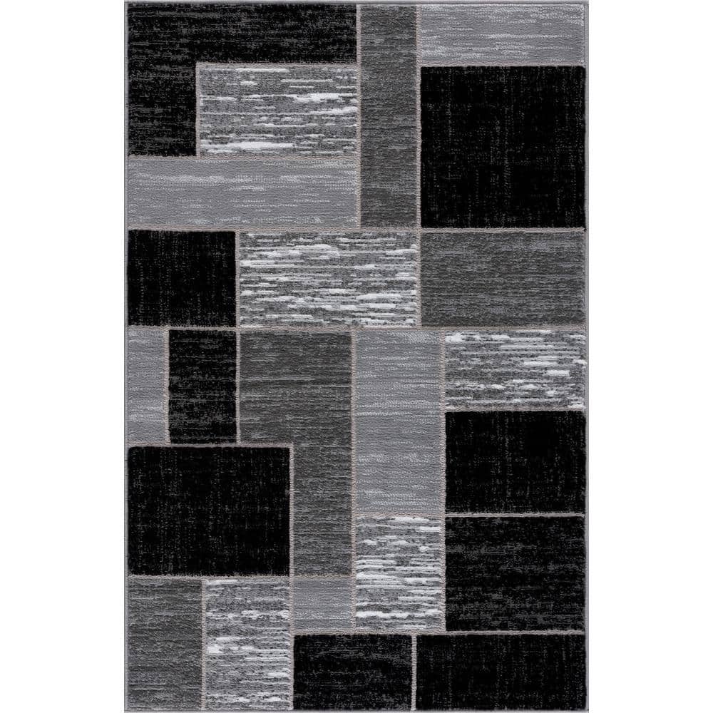 L'Baiet Verena Black Geometric 8 ft. x 10 ft. Area Rug