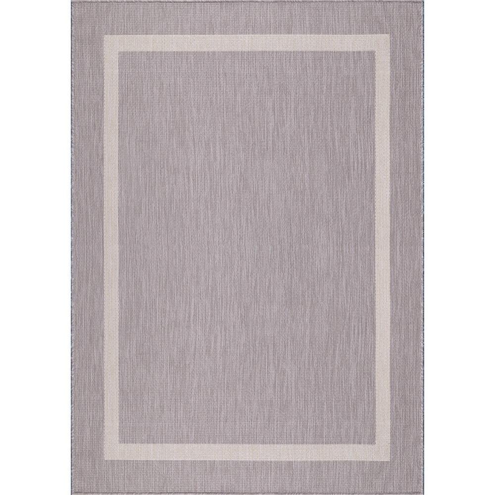Beverly Rug Waikiki Grey/White 8 ft. x 10 ft. Bordered Indoor/Outdoor Area Rug