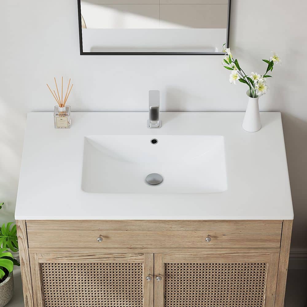 Eridanus Dayton 37 in. W x 22 in. D Vitreous China Vanity Top in White with Single Faucet Hole (Sink Only)