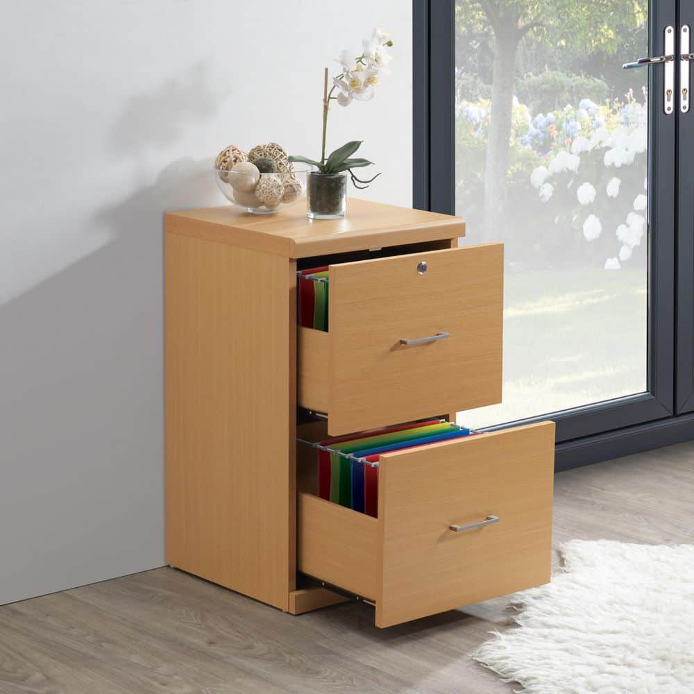OSP Home Furnishings Alpine 2-Drawer Natural Finish Wood 16.75 in. W Vertical File Cabinet with Lockdowel Fastening System