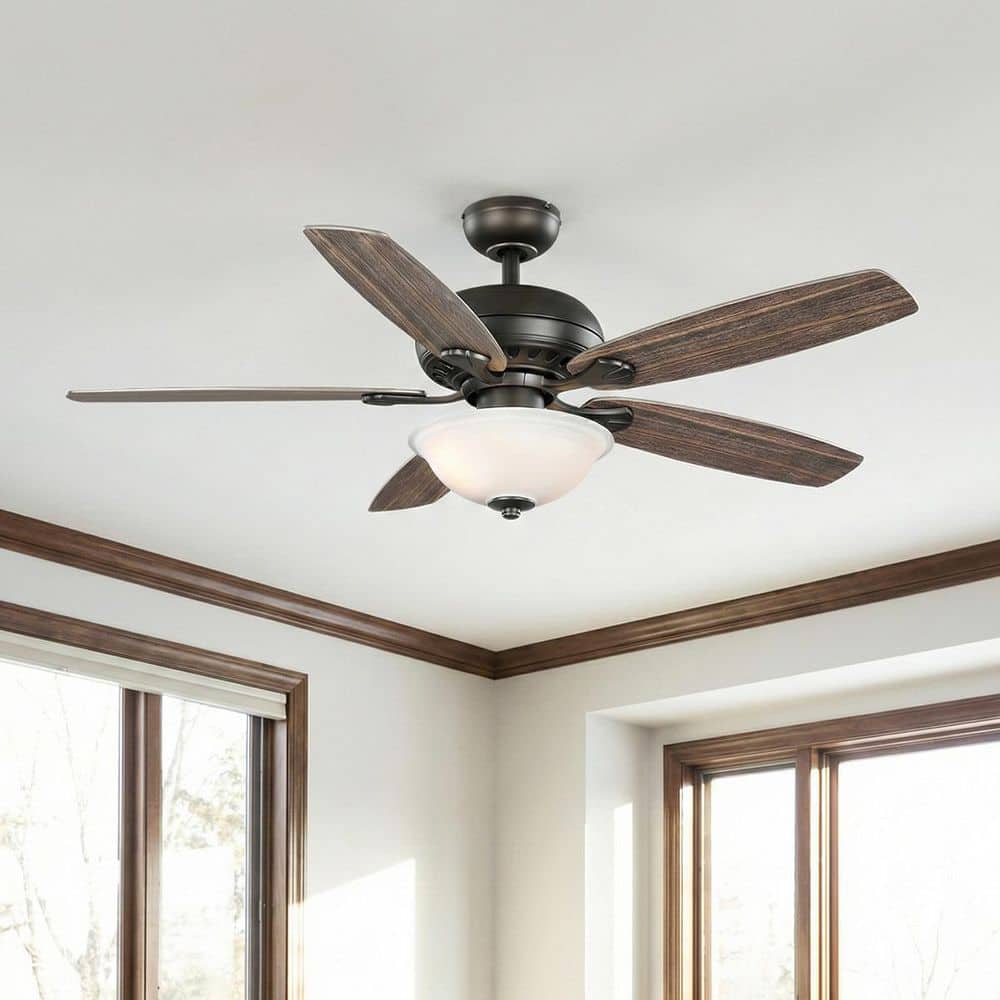 Hampton Bay Southwind II 52 in. Indoor LED Bronze Ceiling Fan with Light Kit, Reversible Blades and Remote Control