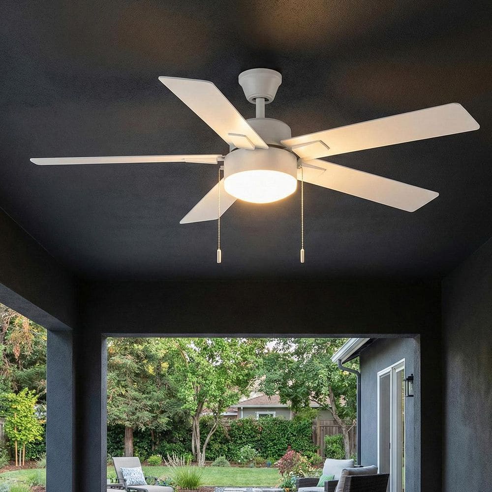 Hampton Bay 52 in. Corwin Indoor/Outdoor Matte White LED Ceiling Fan with Light Kit