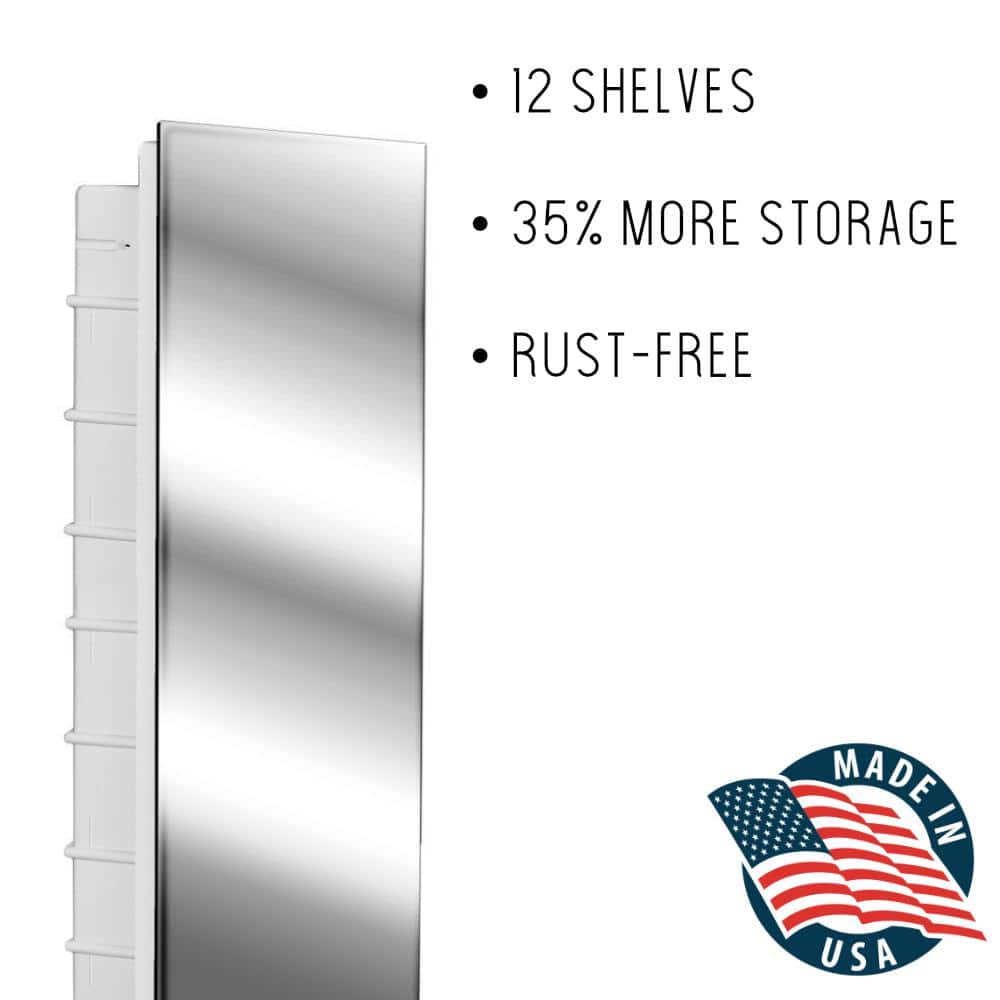 ZACA SPACECAB Media 16 in. x 36 in. x 3-1/2 in. Frameless Recessed 1-Door Medicine Cabinet with 12-Shelves and Polished Edge Mirror