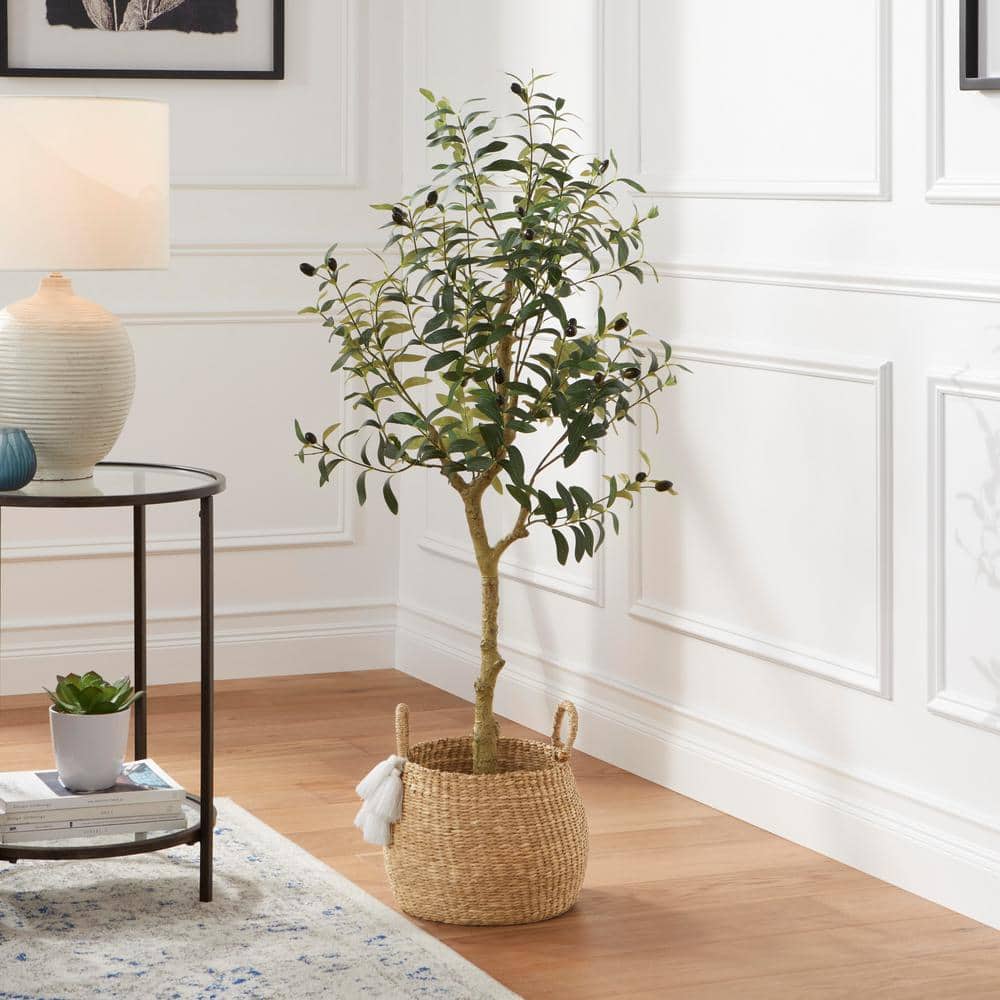 StyleWell 4ft Faux Olive Tree in White Pot