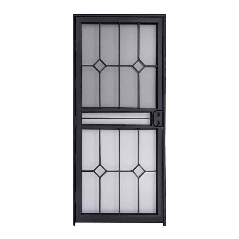 Grisham Regal 32 in. x 80 in. Universal/Reversible Black Steel Storm Security Door