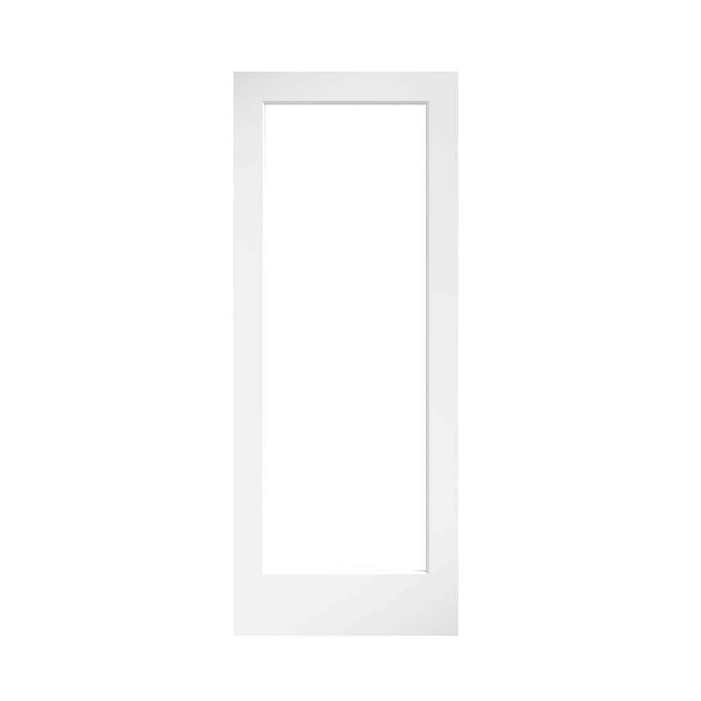 eightdoors 36 in. x 80 in. x 1-3/8 in. Clear Glass 1-Lite White Finished Solid Wood Core French Interior Door Slab