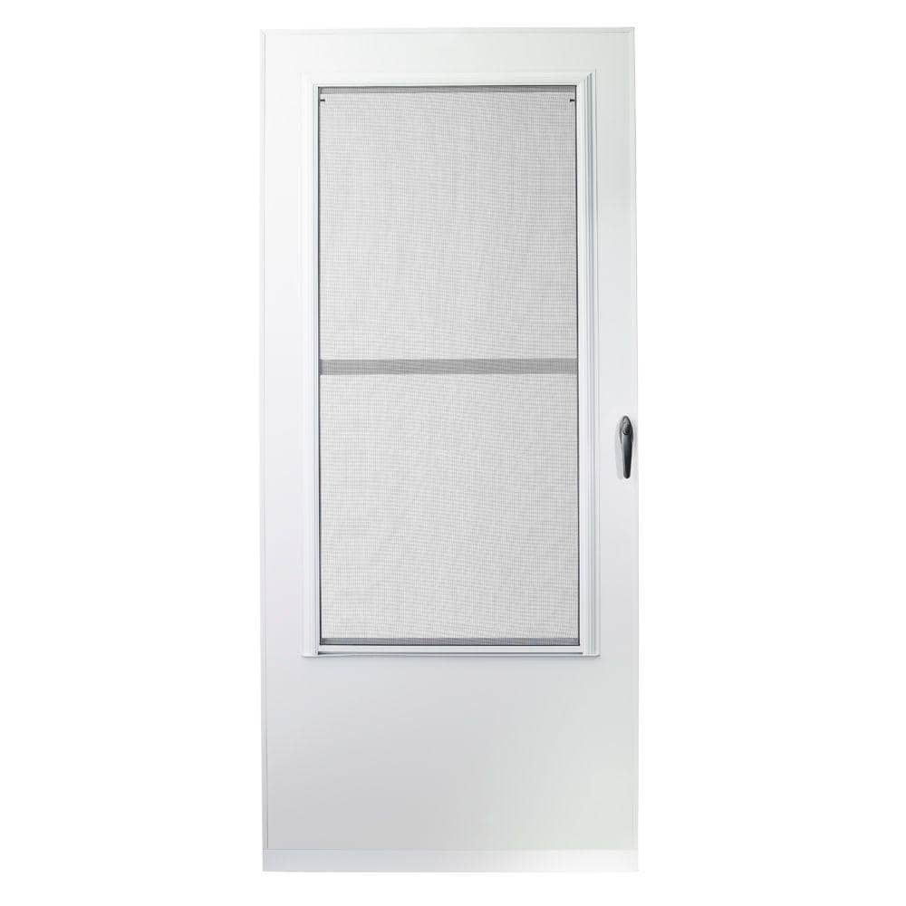EMCO 36 in. x 78 in. White Universal 3/4-Light Vinyl Storm Door with Black Hardware