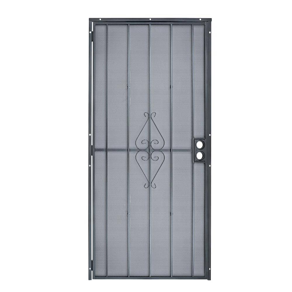 Grisham 32 in. x 78 in. 808 Series Protector Black Surface Mount Steel Security Door with Expanded Steel Screen