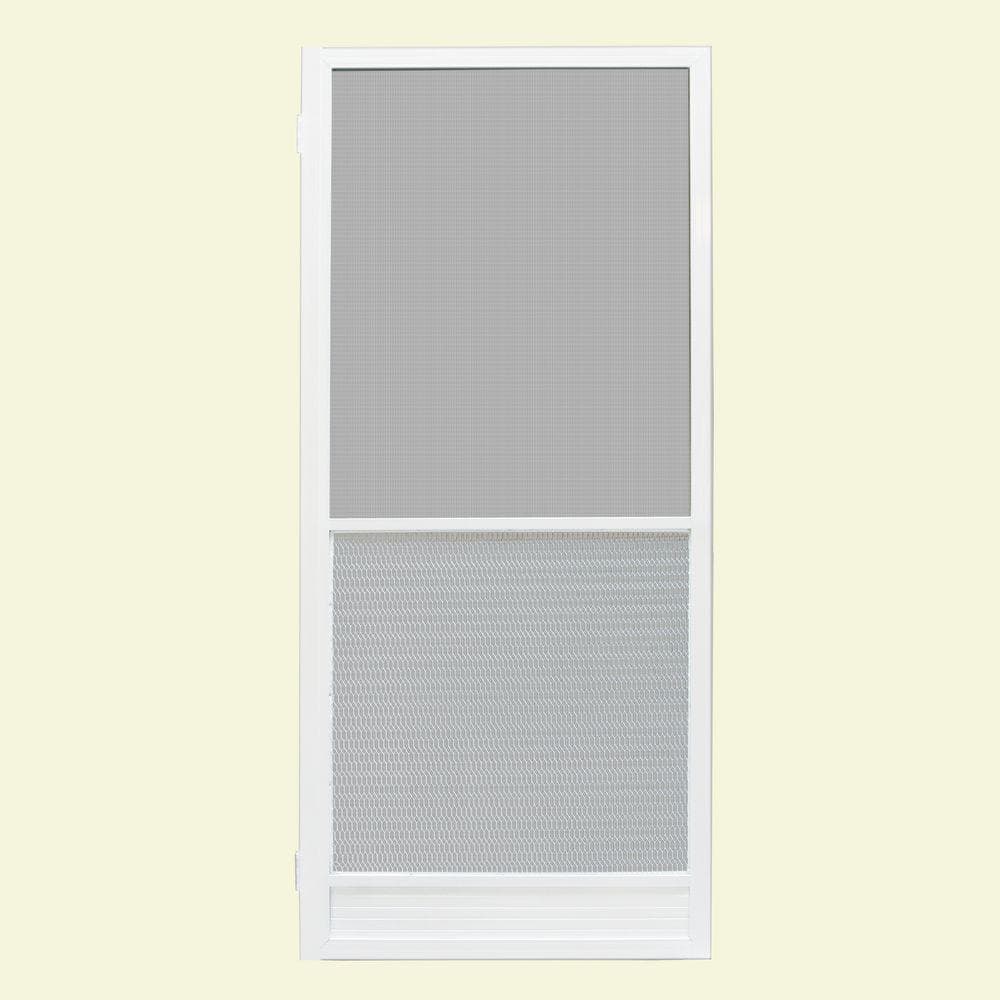 Unique Home Designs 32 in. x 80 in. Riviera Powder-coat White Outswing Metal Hinged Screen Door