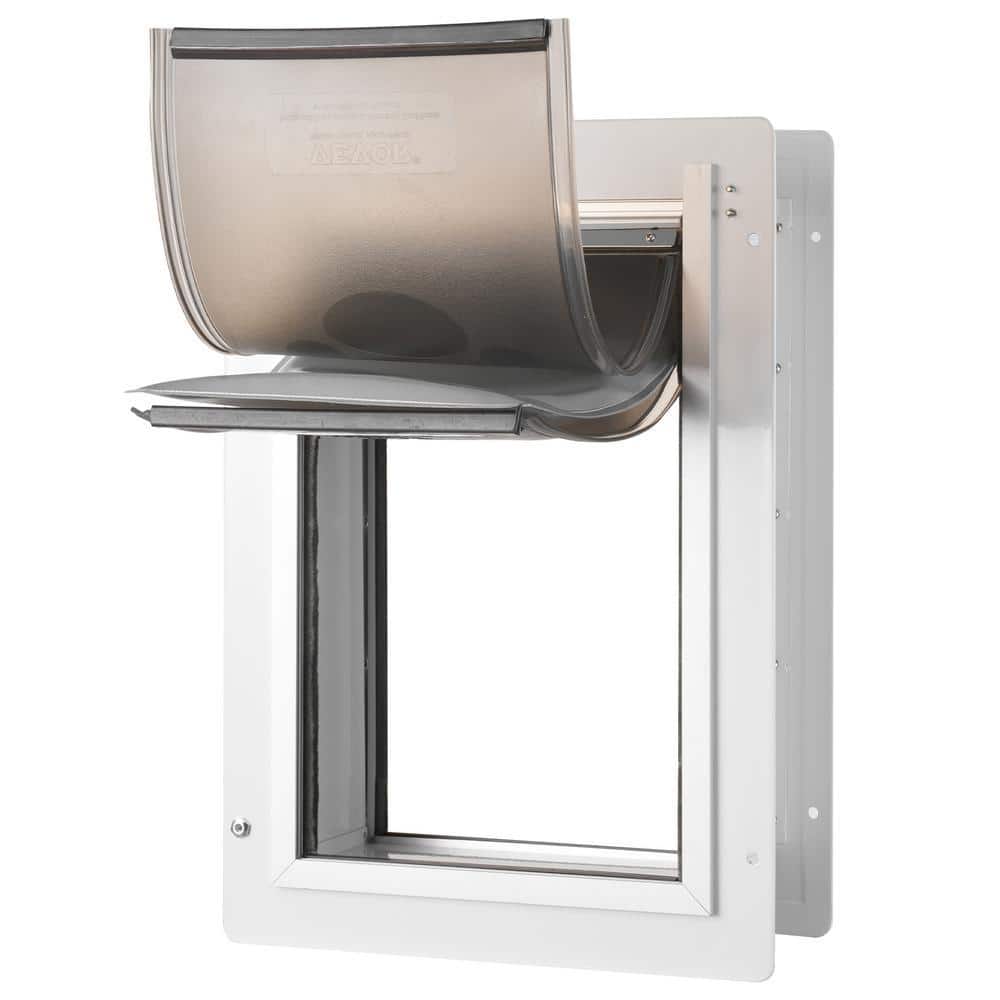 VEVOR Pet Door, 12.28 x 17.13 in. Metal Frame with Lock and 3-Flap System Weatherproof Doggy Door, Wall Mounted, White, Medium