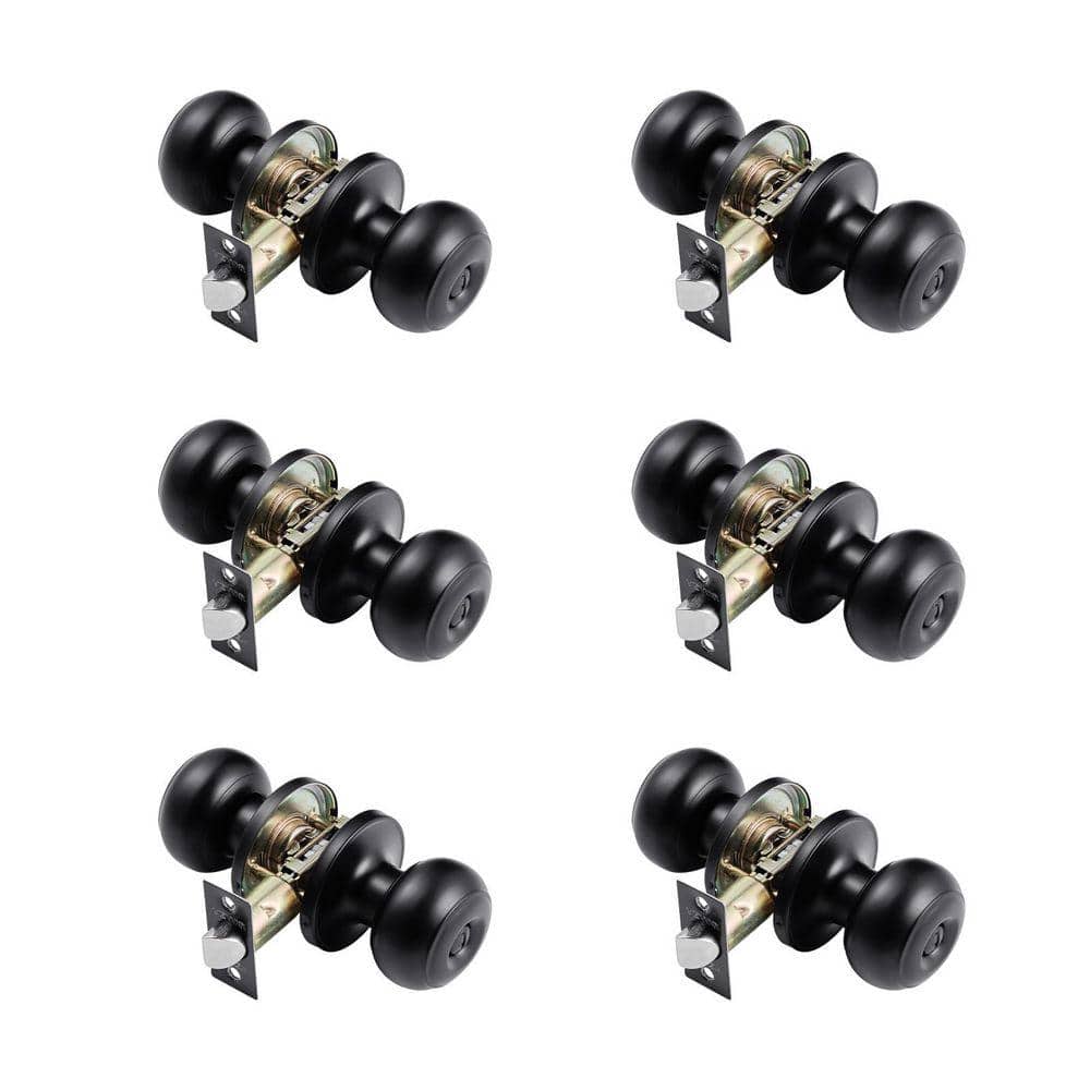 VEVOR 6 Pack Black Door Knobs, Privacy Door Knob with Round Ball, Keyless Exterior and Thumb Turn Lock Interior