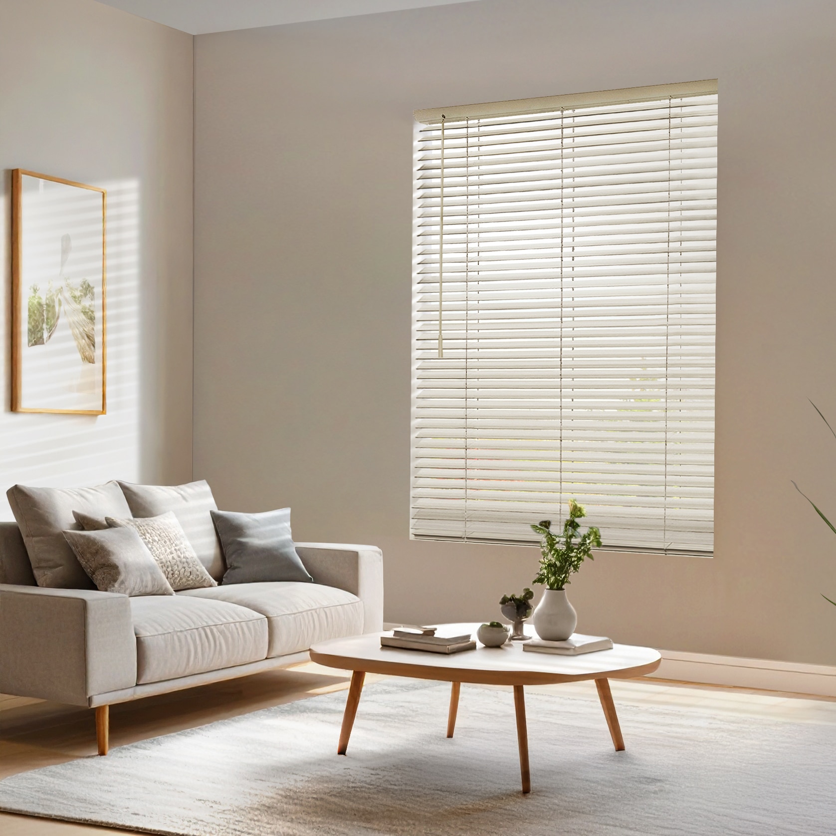 VENETA Custom Designer 2 in. Cordless Room Darkening Faux Wood Blinds