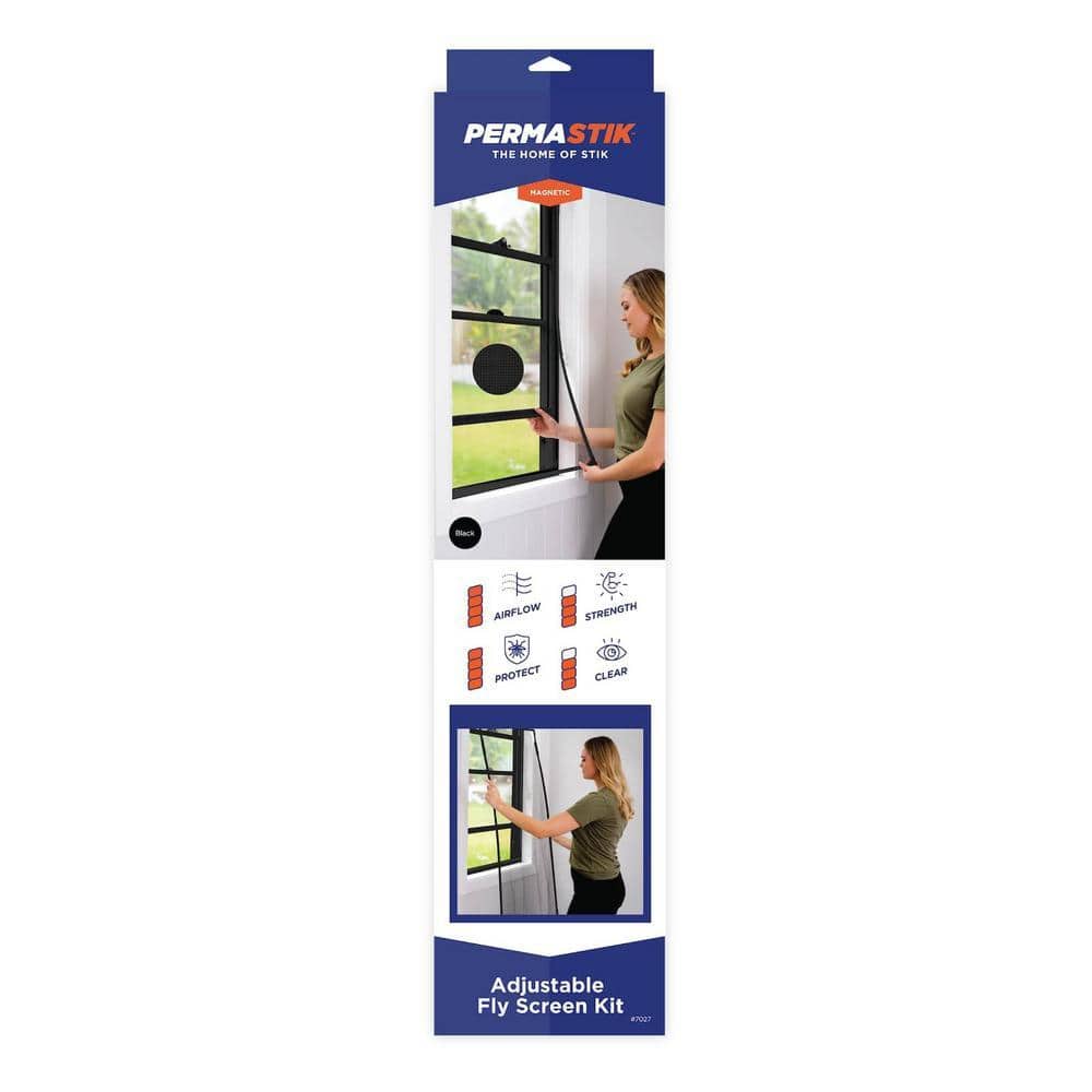 Permastik 47.2 in. x 39.3 in. Black UV Resistant Fiberglass Mesh Magnetic Removable Insect Screen